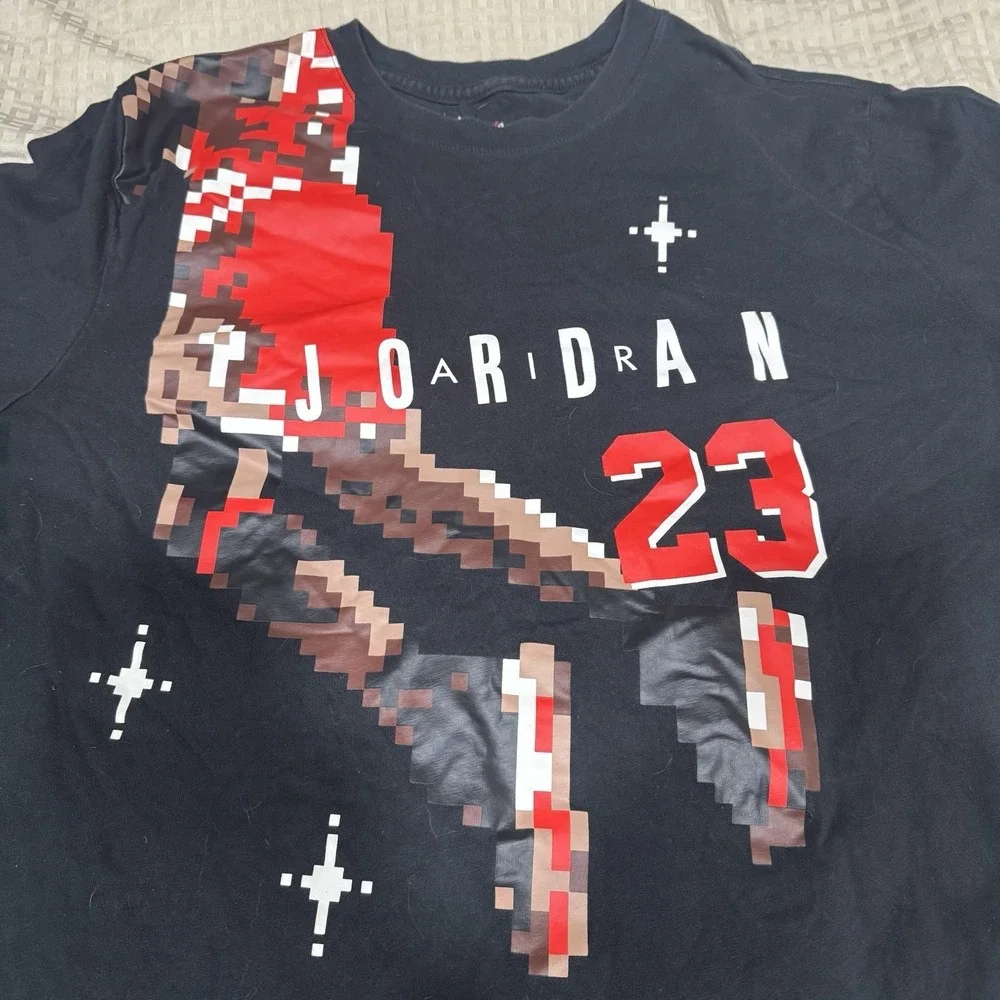 Nike Michael Jordan Long Sleeve Pixelated Graphic Shirt T-Shirt Mens XL